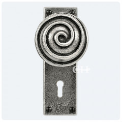 Finesse Design Pewter Swirl Knobs on Keyhole Backplate