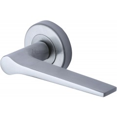 Gio Lever Handles on Rose in Satin Chrome