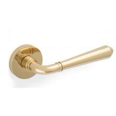 Valli H1037 Lever Handles on Round Rose in Polished Brass
