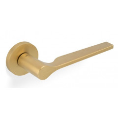 Valli H1062 Lever Handles on Round Rose in Satin Brass