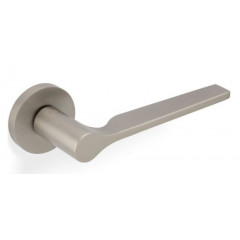 Valli H1062 Lever Handles on Round Rose in Satin Nickel