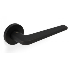 Valli H348 Lever Handles on Round Rose in Matt Black