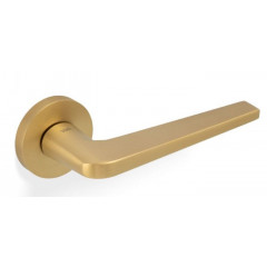 Valli H348 Lever Handles on Round Rose in Satin Brass