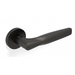 Valli H359 New York Lever Handles on Round Rose in Dark Bronze