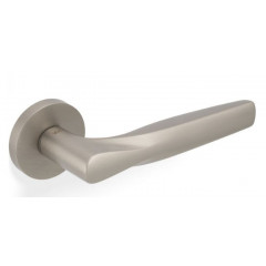Valli H359 New York Lever Handles on Round Rose in Satin Nickel