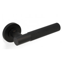 Valli H379 Knurled Lever Handles on Round Rose in Matt Black