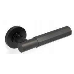 Valli H380 Hexagonal Lever Handles on Round Rose in Dark Bronze