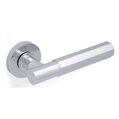 Valli H380 Hexagonal Lever Handles on Round Rose in Polished Chrome