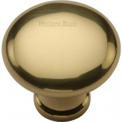 Victorian Round Cabinet Knobs Polished Brass Unlacquered