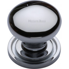 Victorian Round Cabinet Knobs On Rose Polished Chrome