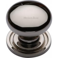 Victorian Round Cabinet Knobs On Rose Polished Nickel