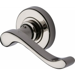 Bedford Lever Handles on Rose in Polished Nickel