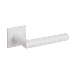 Covela Square Lever Handles On Rose in White