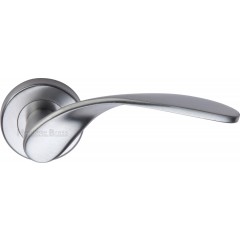 Volo Wing Lever Handles on Rose in Satin Chrome
