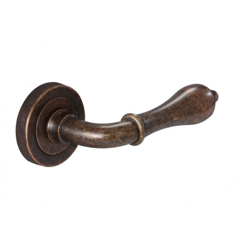 Aldaba Regency Period Lever Door Handles On Rose in Antique Bronze