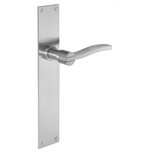 Aldaba Innova Curve Lever Door Handles on Backplate in Satin Nickel