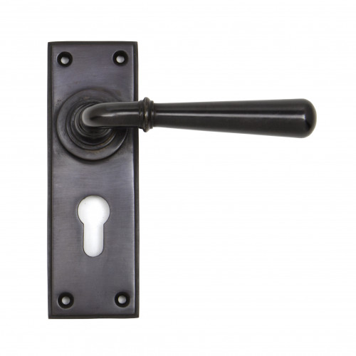 From The Anvil 91438 Newbury Lever Handles On Euro Backplate Aged