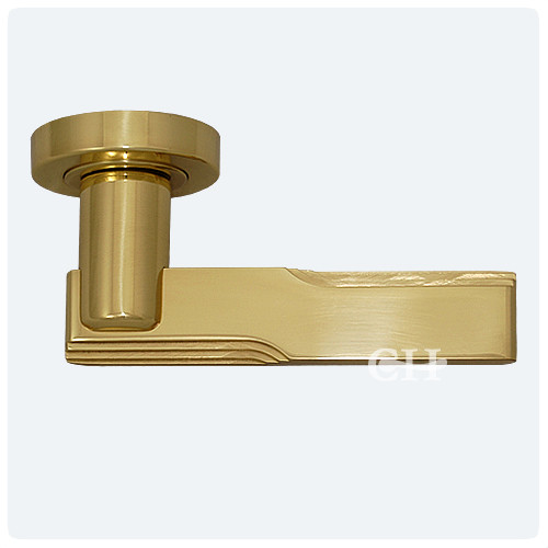 AQ5 Brass Art Deco Style Designer Lever Handles on Rose from Cheshire