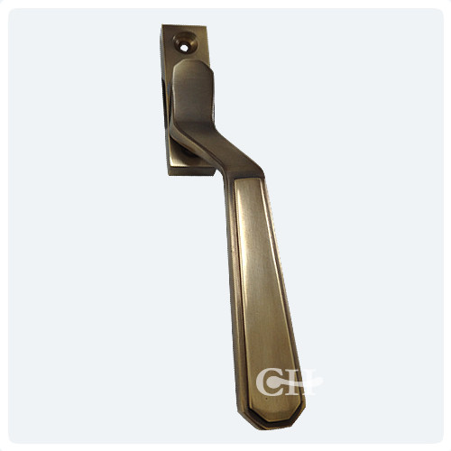 British Handmade Art Deco Espagnolette Window Handles in Brass Bronze