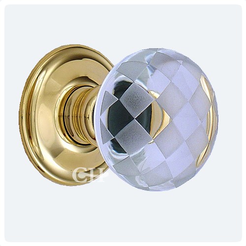 Chequered Smooth Frosted Glass Door Knobs Mortice Or Rim