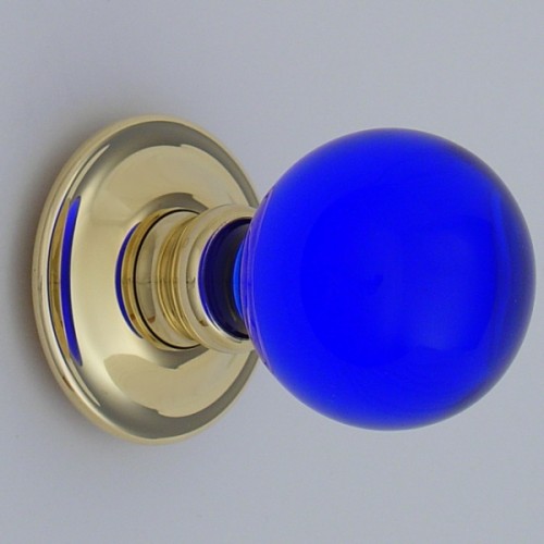 STAINED COBALT BLUE DOOR KNOB MORTISE ANTIQUE STYLE GLASS DOOR KNOBS COLORED 