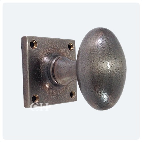 Croft 1754SQ Oval Mortice Door Knobs On Square Rose In Brass Bronze Distressed Antique Nickel - Croft 1754SQ Oval Mortice Door Knobs On Square Rose In Brass Bronze
