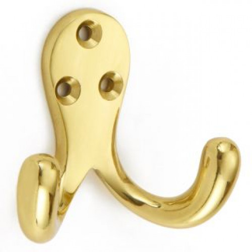 Croft 1786 Brass Chrome Nickel or Bronze Door Double Coat Hooks Door