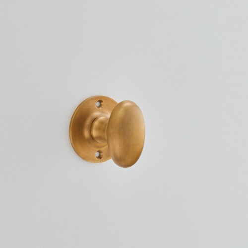 Pair of Solid Brass Oval Mortice Artisan Brass Door Knob 65mm With