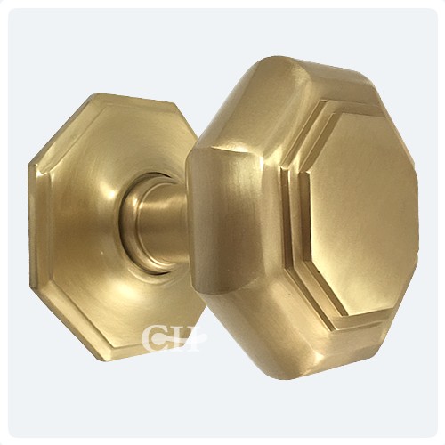 Croft 4185 Flat Octagonal Centre Door Knob Pull Handles In Brass