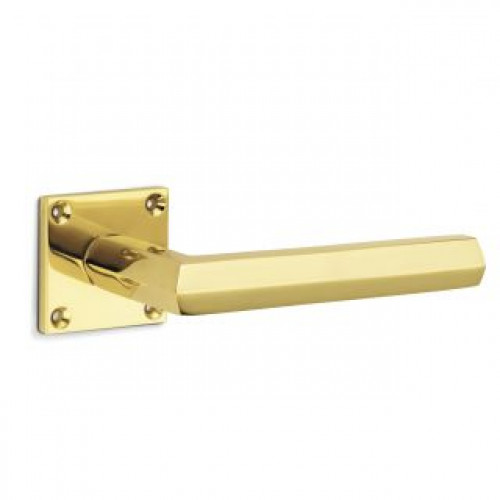 Croft 7081 Hexagonal Lever Handles on Square Rose in Brass Bronze