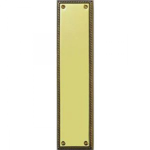 Infinity Decor Solid Brass Georgian Door Finger Plate – 12 Inch, Polished, Round Corners, Drilled