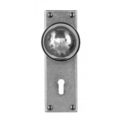 Finesse Design Pewter Pelton Door Knobs On Keyhole Backplate