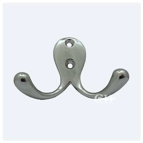 British Handmade Double Coat Hooks Brass Bronze Chrome or Nickel Door