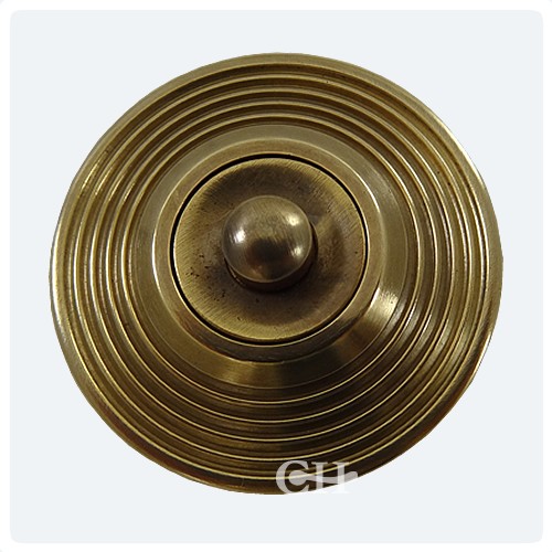 British Handmade Reeded Door Bell Push in Nickel Chrome Brass or Bronze