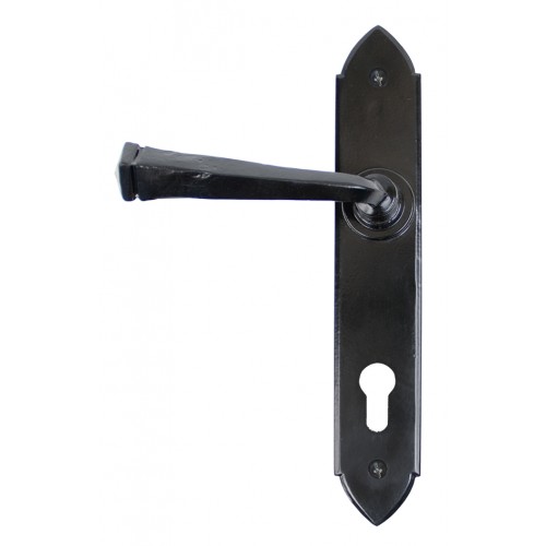From The Anvil 33273 Gothic Lever Handles on Black 92mm Espagnolette
