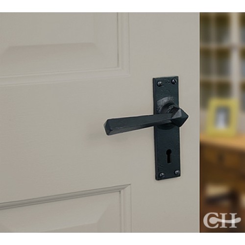 From The Anvil 73109 Straight Lever Handles on Keyhole Lock Backplate