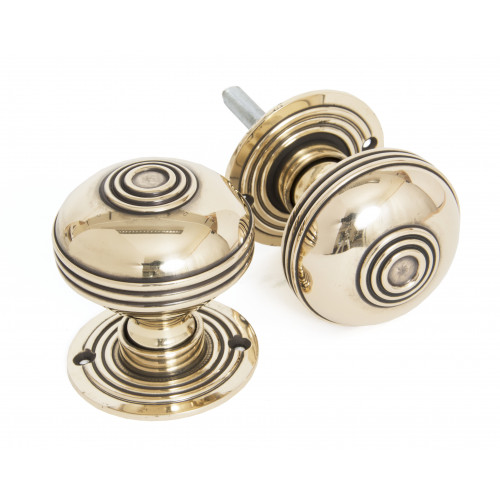 From The Anvil Aged Brass Reeded Mortice Or Rim Door Knobs Door