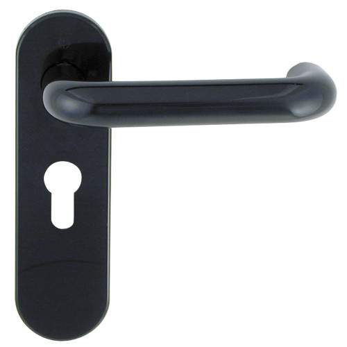 Hoppe Arrone AR600 Coloured Nylon Steel Cored Lever Handles on Radius Backplate from Cheshire Hardware | Door handles & door accessories | Cheshire Hardware
