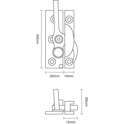 Croft 3465 3465L Sash Window Fastener in Chrome or Nickel from Cheshire