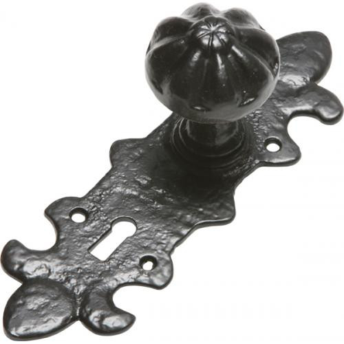 Kirkpatrick 1211 Door Knobs On Backplate In Black Argent Or