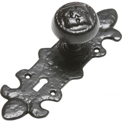 Kirkpatrick 1212 Door Knobs on Backplate in Black Argent or Pewter from