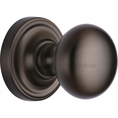 Modern Bun Mortice Door Knobs on Rose in Dark Matt Bronze from Cheshire