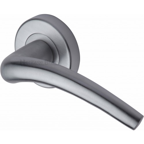 Wing Lever Handles on Rose in Satin Chrome from Cheshire Hardware