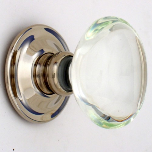 Clear Oval Glass Door Knobs Mortice Or Rim Handles Nickel Rose