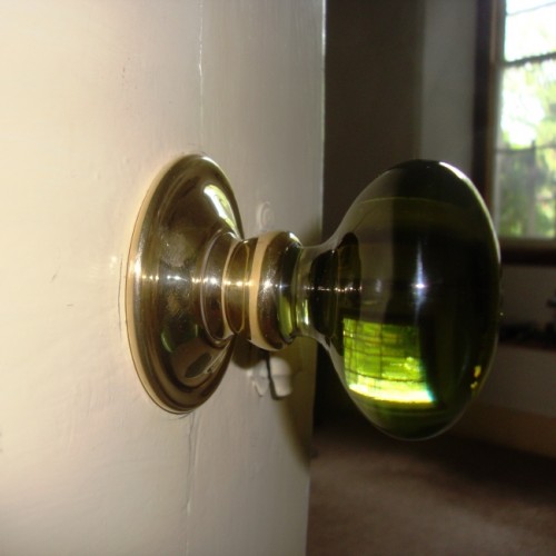 Period Green Glass Door Knobs Mortice Or Rim Door handles & door