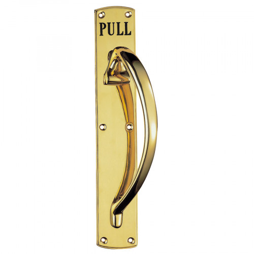 Large Brass Engraved Pull Handle on Backplate from Cheshire Hardware