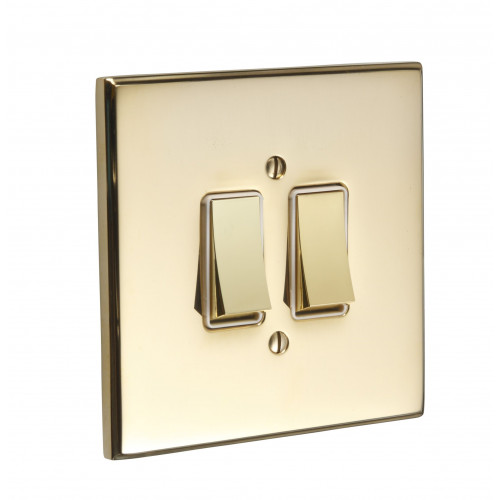 Victorian Cast Polished Brass Light Switch (1 Gang