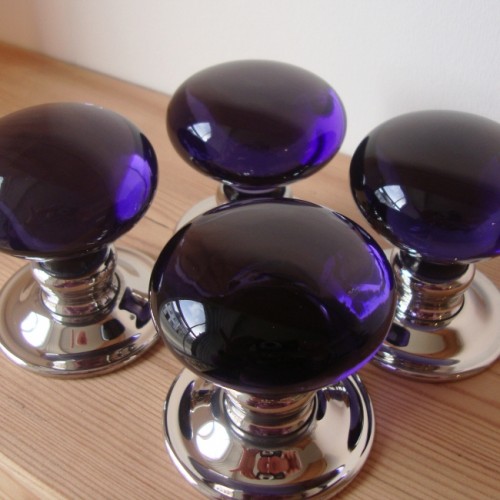 Amethyst Purple Glass Door Knobs Mortice Or Rim Door handles & door accessories Cheshire