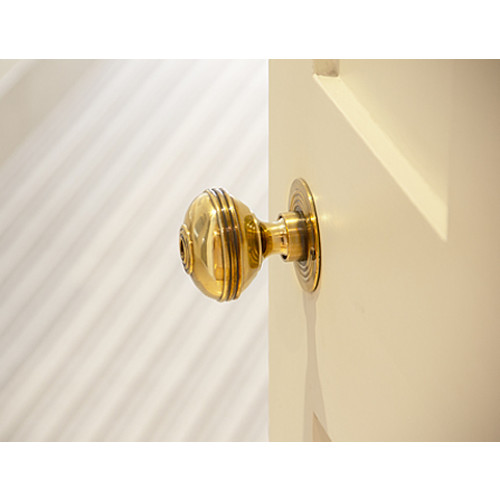From The Anvil Aged Brass Reeded Mortice Or Rim Door Knobs Door