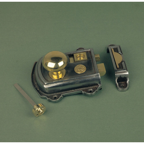 Victorian Period Rim Latch in Iron with Brass Fittings from Cheshire